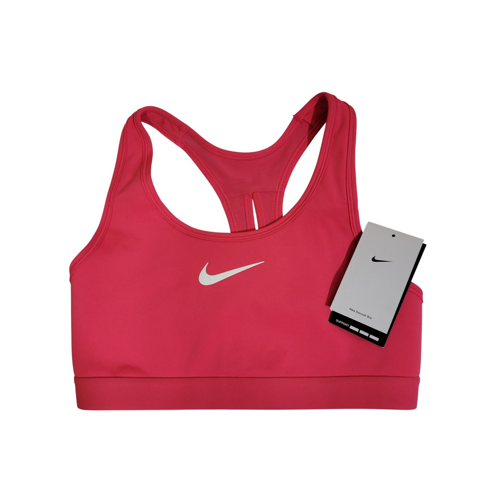 Nike Swoosh Sports Bra Women Small Pink High Support Racerback Adjustable DriFit